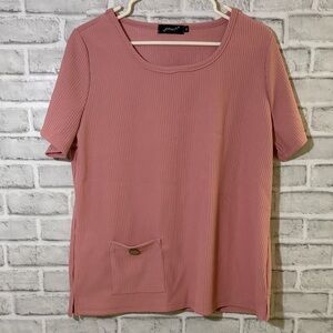Fiori women’s Mauve Short Sleeve Tee, ribbed, sized XL